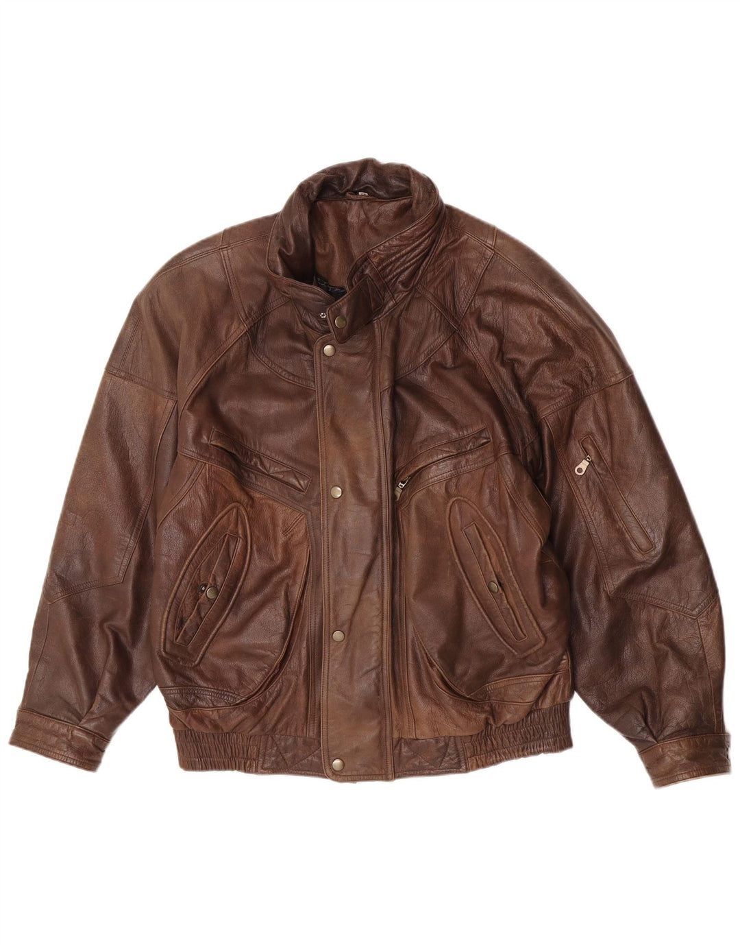 Vintage Mens Bomber Leather Jacket IT 54 2XL Brown Leather