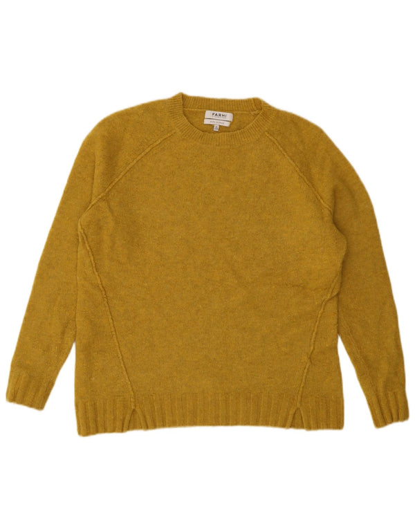 Maglione maglione girocollo da donna Farhi UK 12 nylon giallo medio