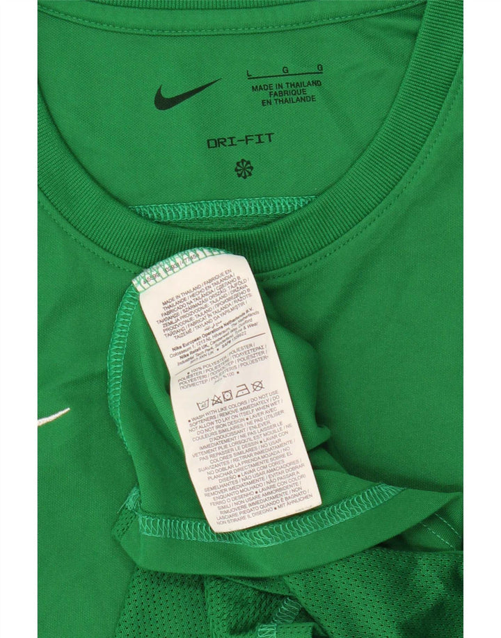 Nike Dame Dri Fit T-Shirt Top UK 14 Stor Grøn Polyester