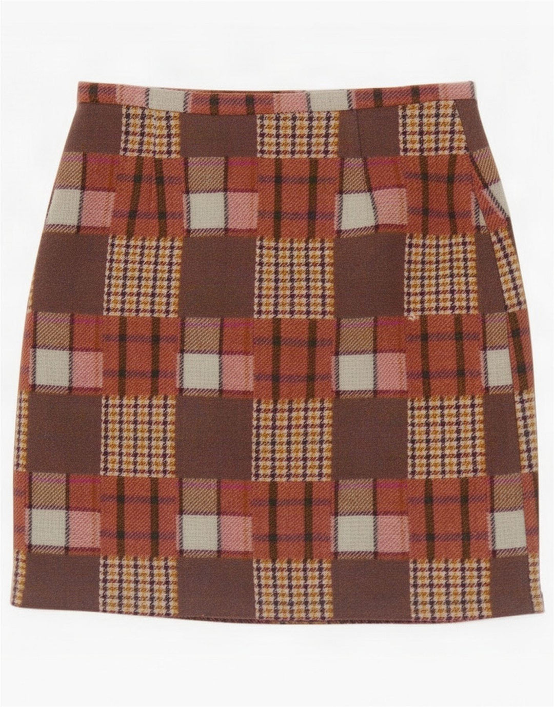 Avoca Mini-jupe femme Medium W30 marron patchwork laine