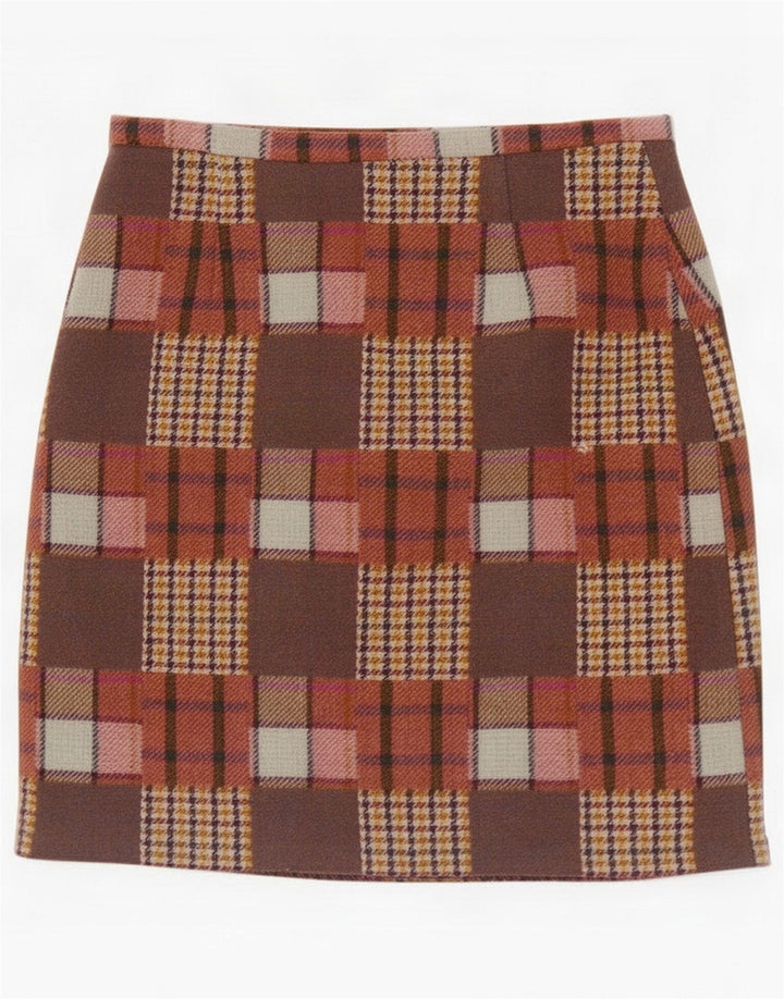 Avoca Mini-jupe femme Medium W30 marron patchwork laine