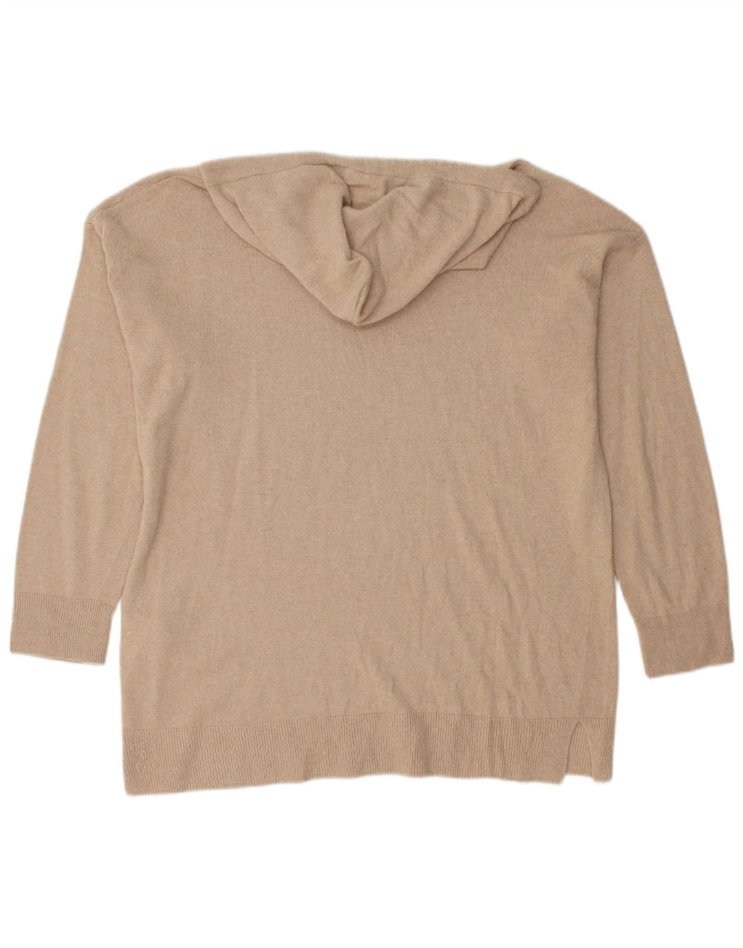 Benetton Womens Hooded Jumper Sweater UK 14 Medium Beige Polyamide