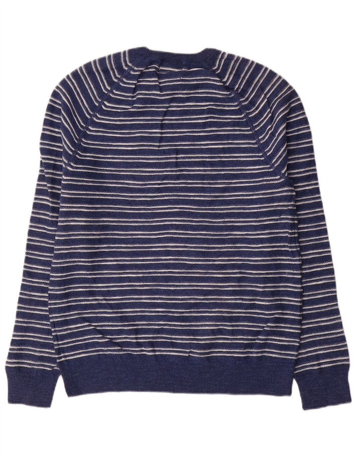 Marks & Spencer Mens Crew Neck Jumper Sweater Medium Navy Blue Striped