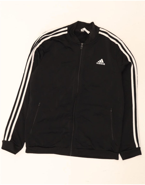 Adidas Womens Tracksuit Top Jacket UK 16/18 Large Black Polyester