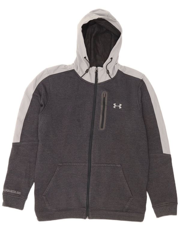 Under Armour Mens Zip Hoodie Sweater Medium Grey Colourblock Cotton