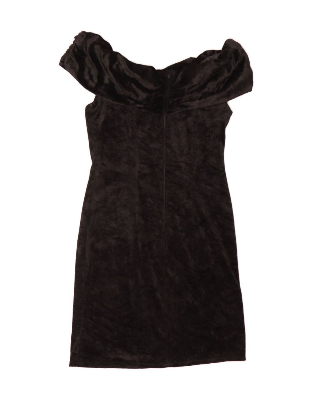 VINTAGE Womens Velour Off Shoulder Dress EU 40 Medium Black Acetate Vintage Vintage and Second-Hand Vintage from Messina Hembry 