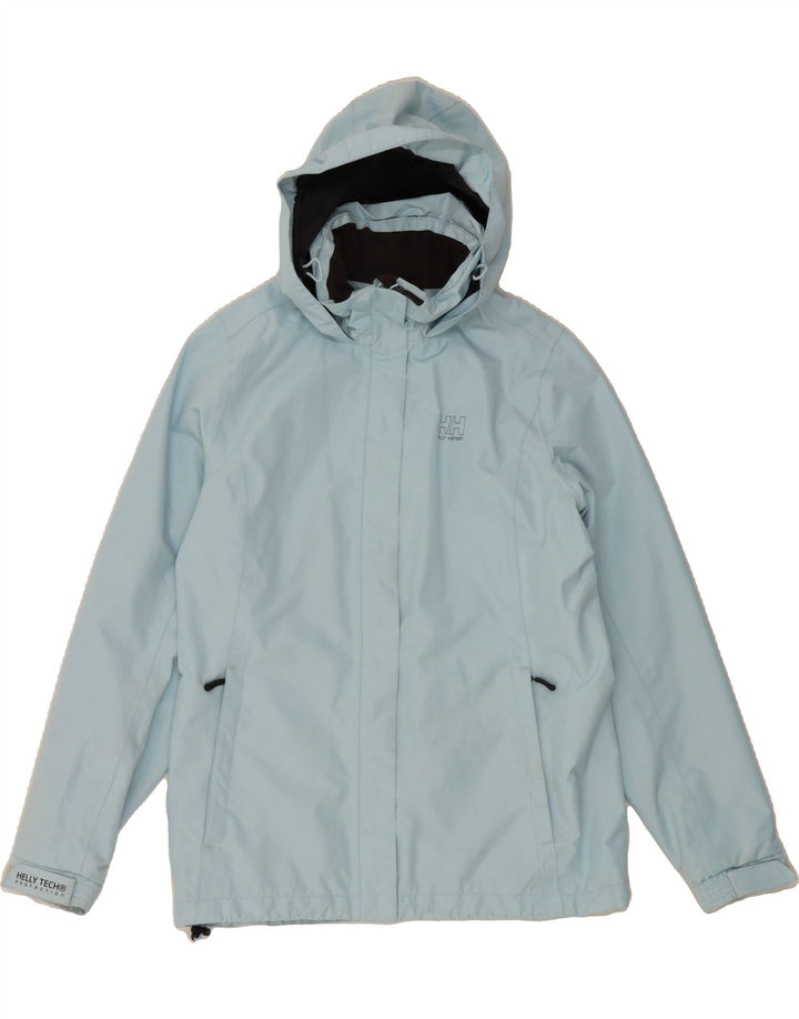 HELLY HANSEN Womens Hooded Windbreaker Jacket UK 14 Medium Blue Polyester Vintage Helly Hansen and Second-Hand Helly Hansen from Messina Hembry 