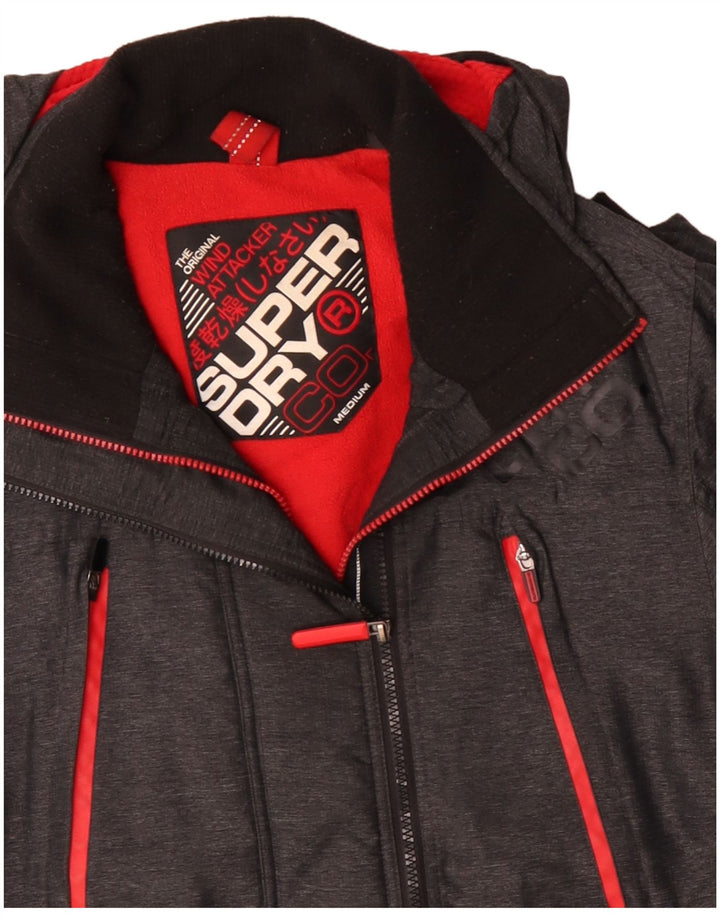 SUPERDRY Mens Hooded Windbreaker Jacket UK 38 Medium Grey Polyester