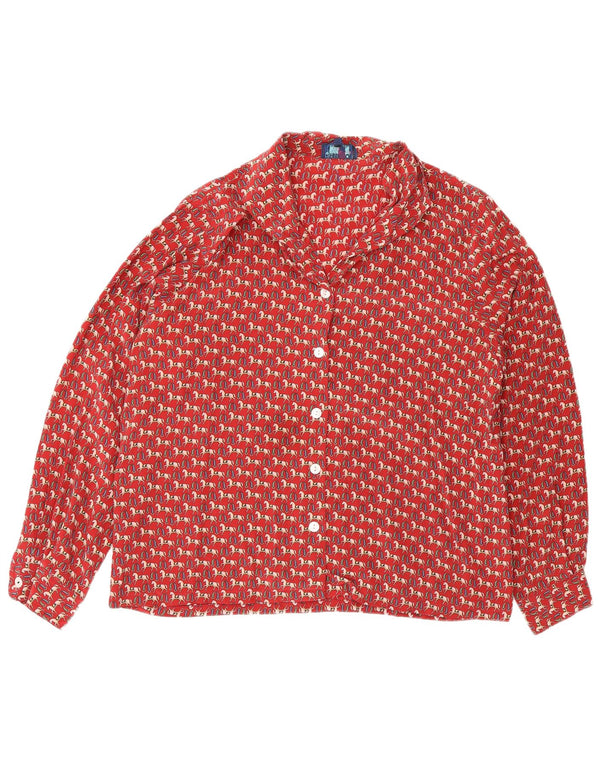 Ball On Womens abstrakt mønster skjorte bluse EU 40 Medium rød silke