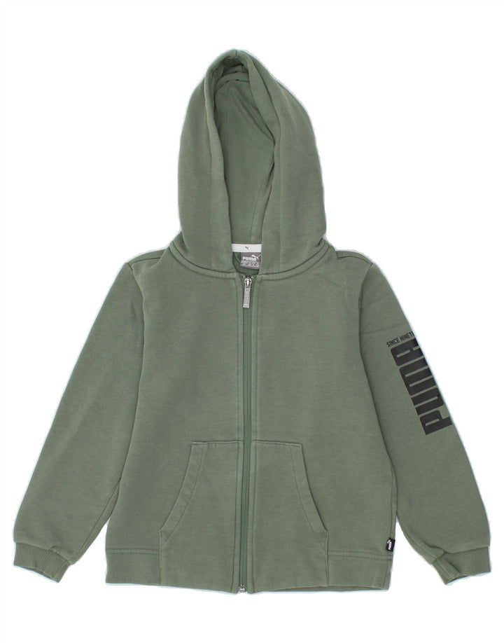 PUMA Boys Graphic Zip Hoodie Sweater 7-8 Years  Green Cotton Vintage Puma and Second-Hand Puma from Messina Hembry 