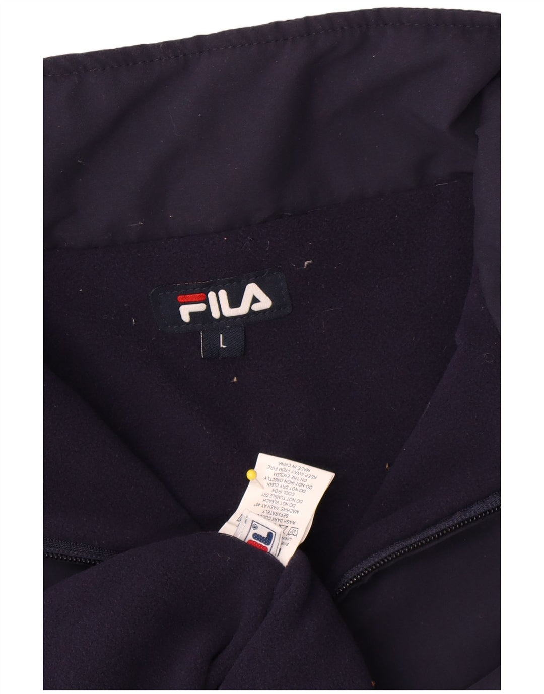 Fila Mens Zip Neck Sweatshirt Jumper Large Navy Blue Polyester