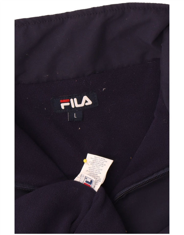 Fila Mens Zip Neck Sweatshirt Jumper Large Navy Blue Polyester