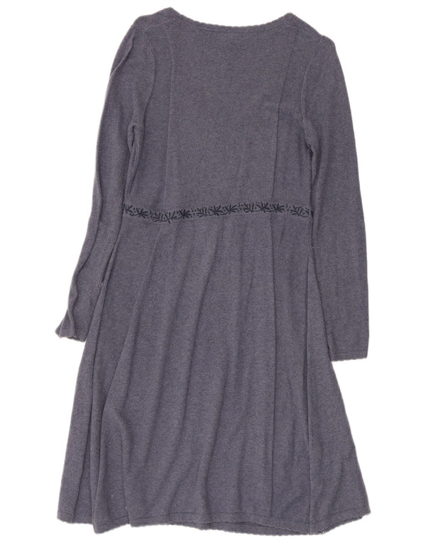 White Stuff Womens Long Sleeve Jumper Dress UK 10 Small Grey Fair Isle