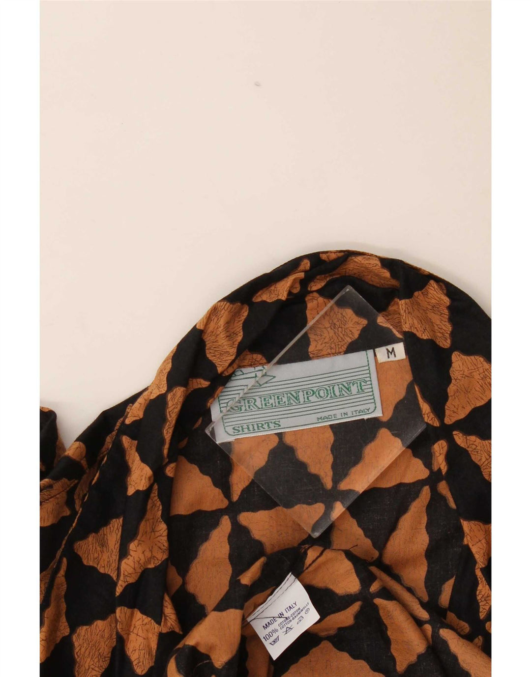 Vintage Mens Short Sleeve Shirt Medium Black Geometric Cotton
