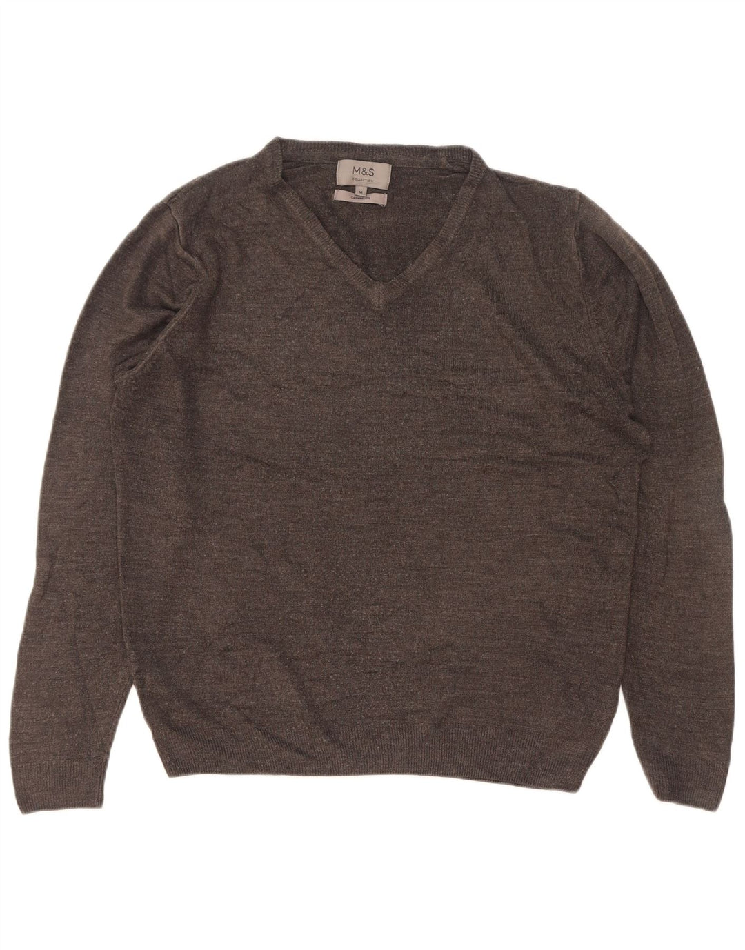Marks & Spencer Mens V-Neck Jumper Sweater Medium Grey Acrylic