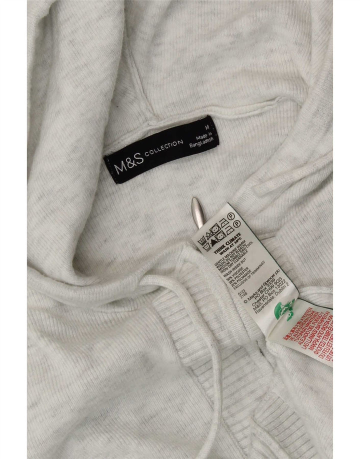 Marks & Spencer Womens Hooded Cardigan Sweater UK 14 Medium Grey Flecked