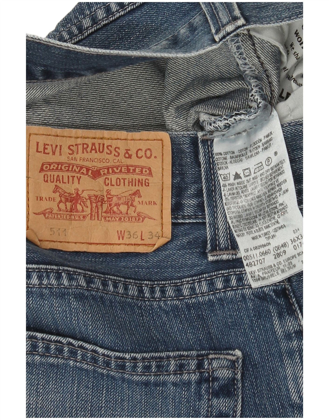 Levi's Womens 511 Slim Jeans W36 L27 Blue Cotton