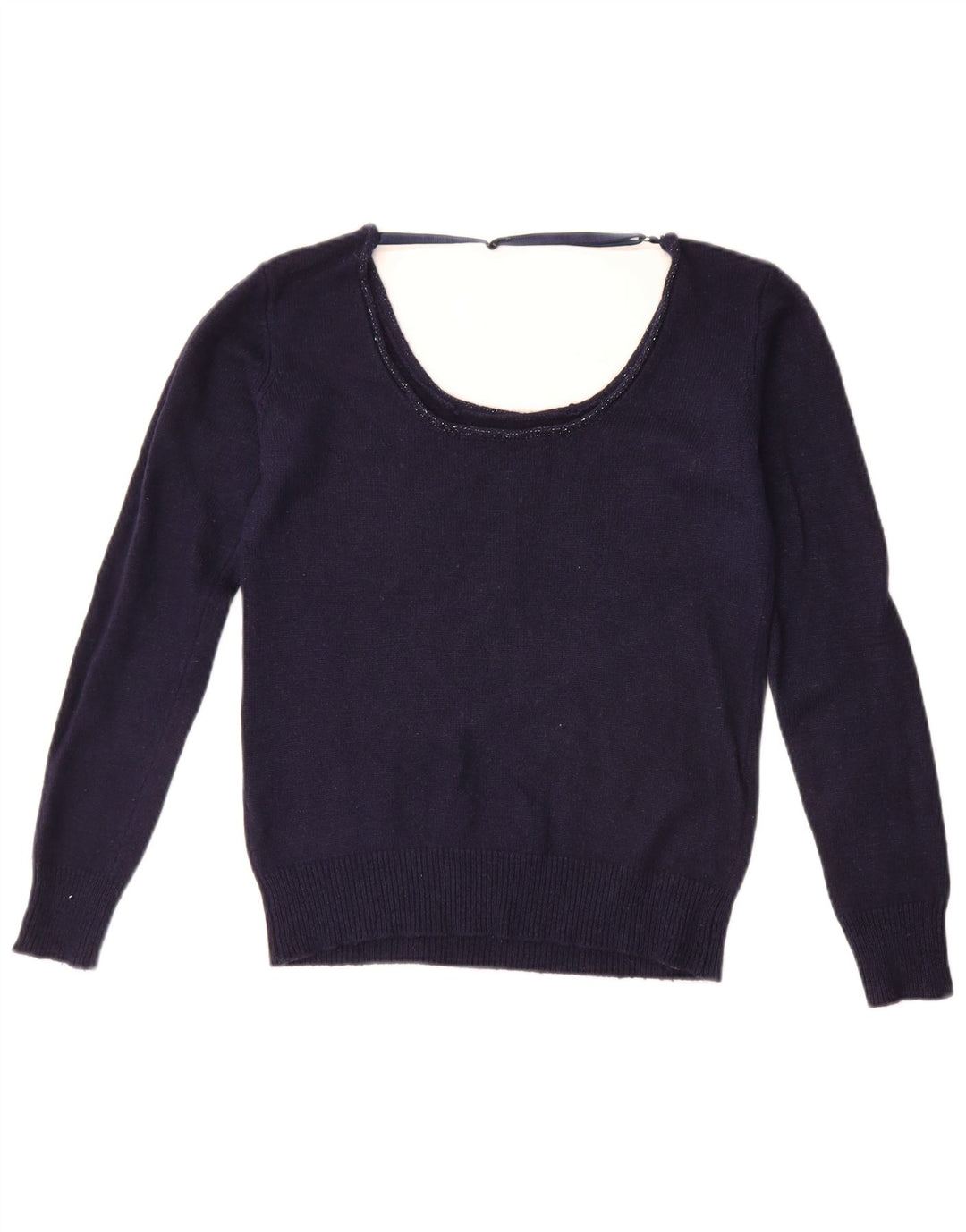 Guess Womens Boat Neck Jumper Sweater UK 14 Medium Navy Blue