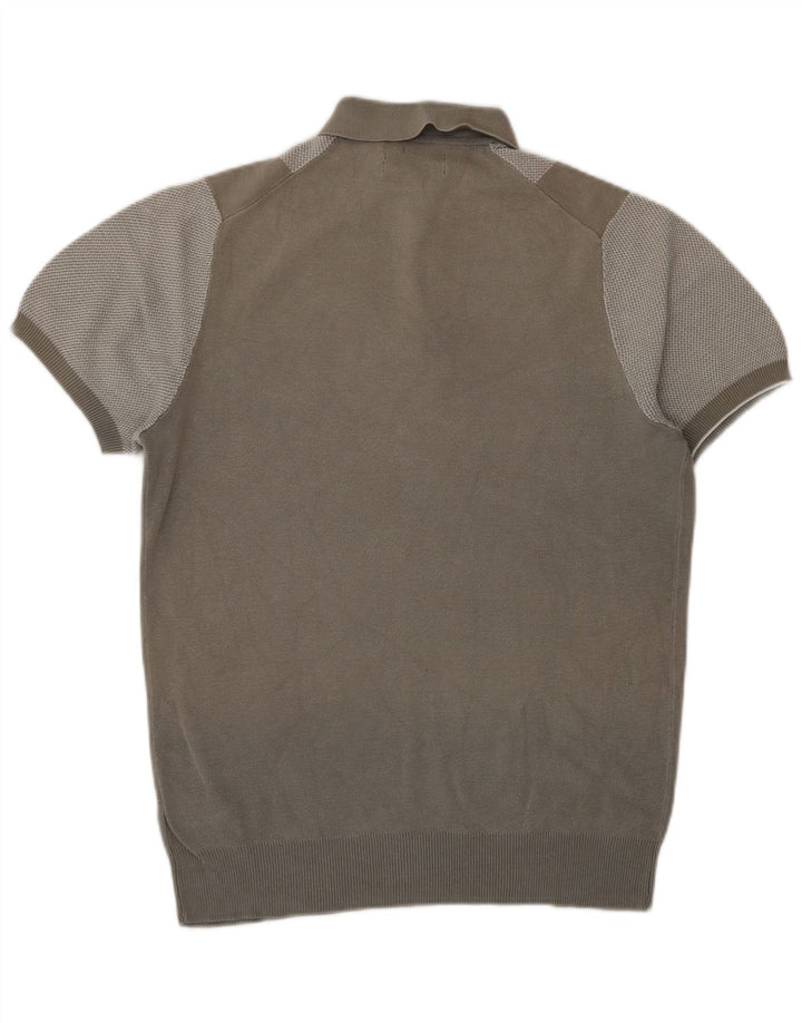 Marks & Spencer Mens Short Sleeve Polo Neck Jumper Sweater Small Grey