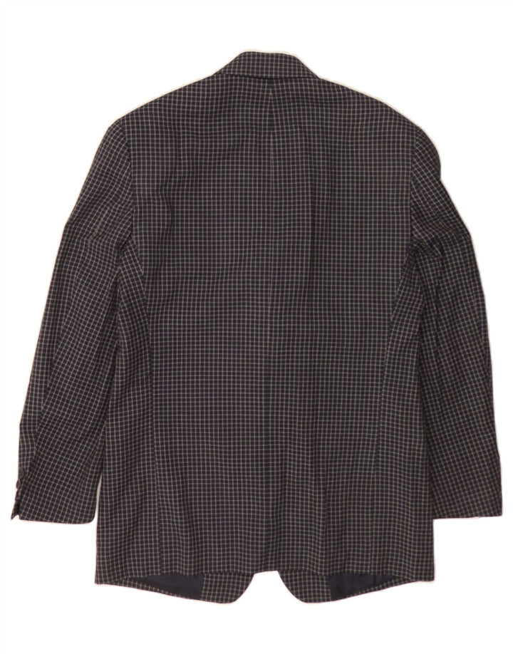 GIANFRANCO FERRE Mens 3 Button Blazer Jacket IT 46 Small Navy Blue Check Vintage Gianfranco Ferre and Second-Hand Gianfranco Ferre from Messina Hembry 