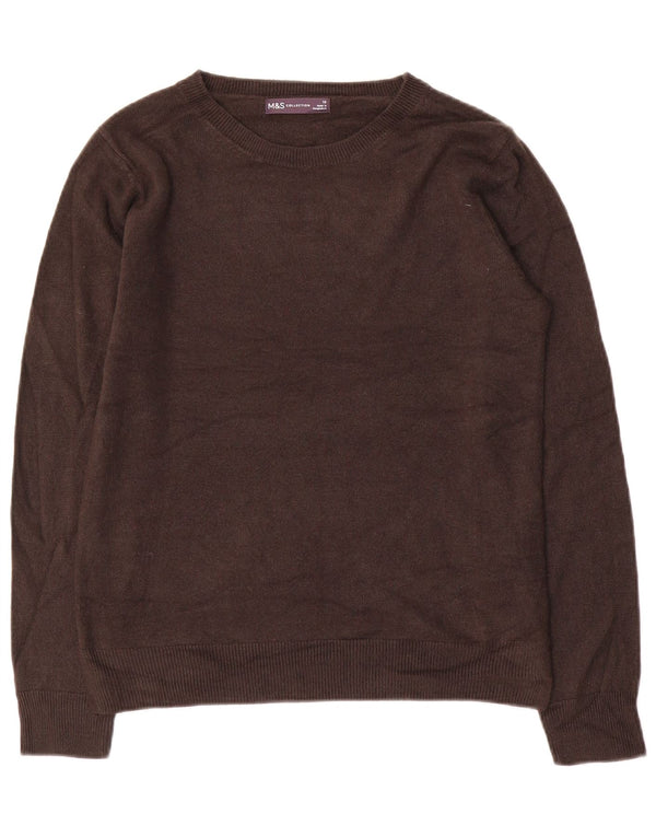 Marks & Spencer Womens Boat Neck Jumper Sweater UK 10 Small Brown Acrylic