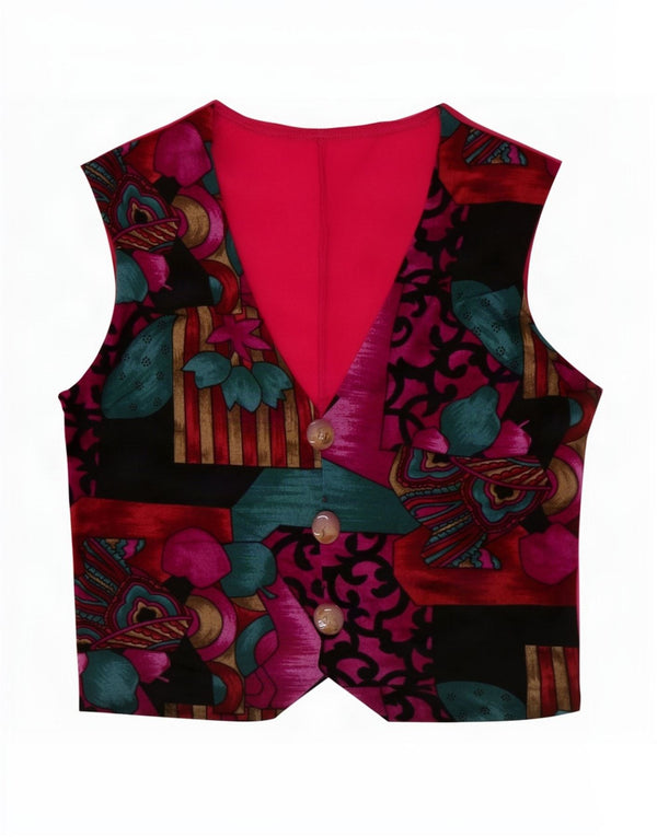 Vintage Damen Weste UK 10 Kleines mehrfarbiges Patchwork