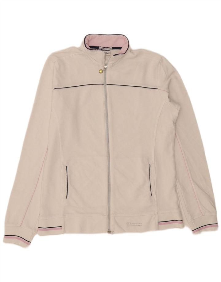 Champion Womens Tracksuit Top Jacket UK 18 XL White Cotton