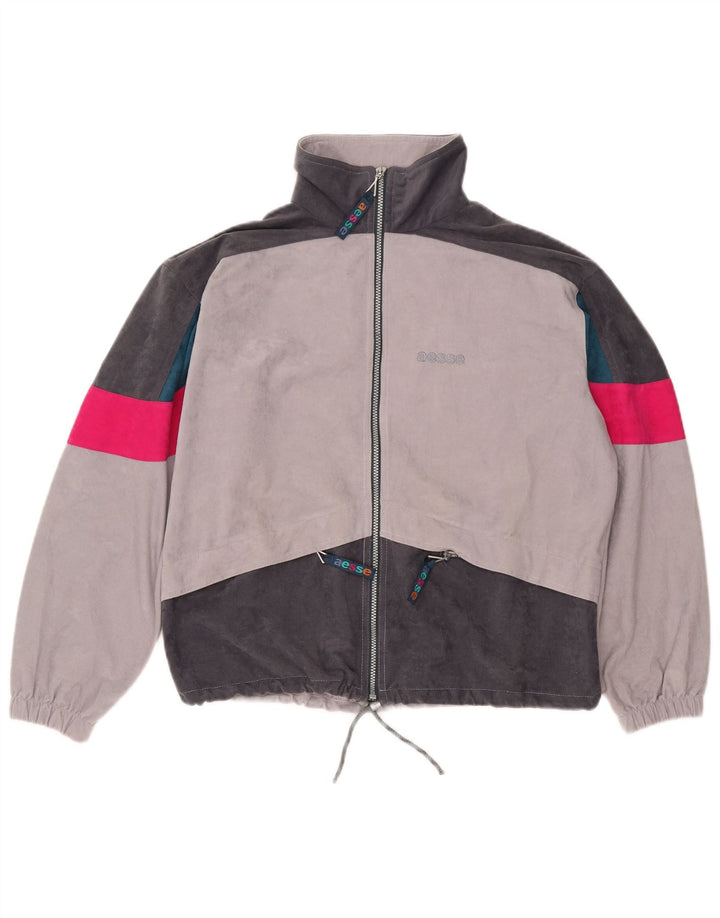 AESSE Womens Tracksuit Top Jacket IT 46 Large Grey Colourblock Polyester