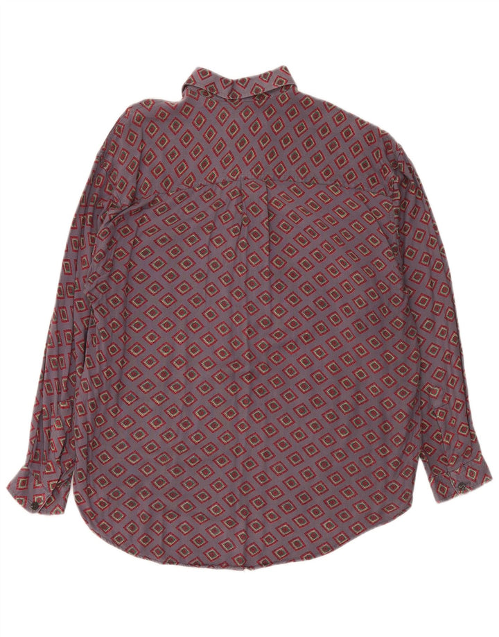 Orso Poeta  Mens Shirt Medium Purple Geometric Viscose