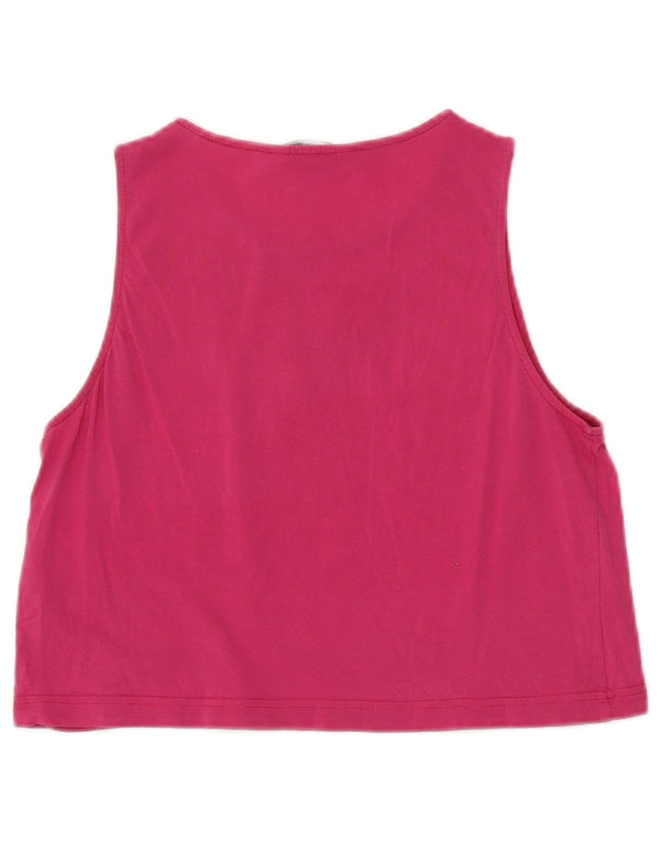 Calvin Klein Jeans Dame Crop Grafisk Vest Top UK 12 Medium Pink Bomuld