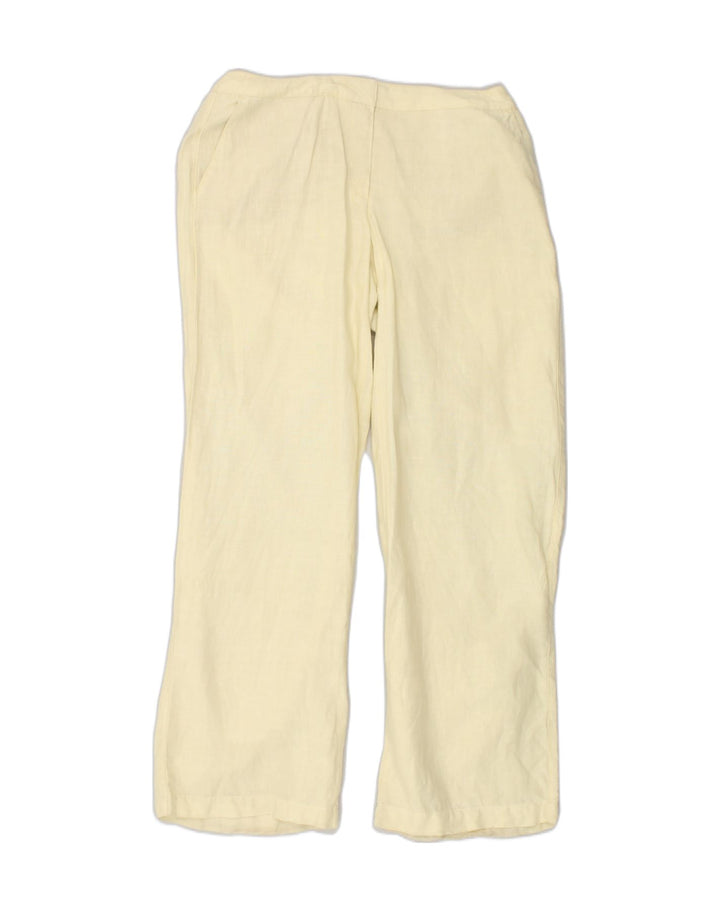 TRUSSARDI Womens Straight Casual Trousers IT 46 Large W30 L31  Beige Linen | Vintage Trussardi | Thrift | Second-Hand Trussardi | Used Clothing | Messina Hembry 