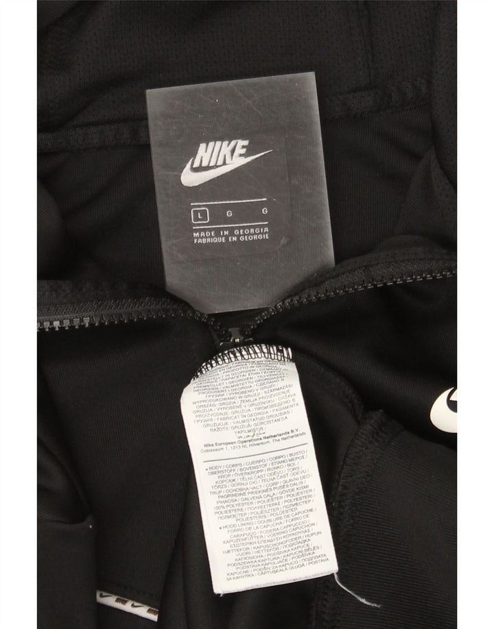 Nike Mens Zip Hoodie Sweater Large Black Polyester