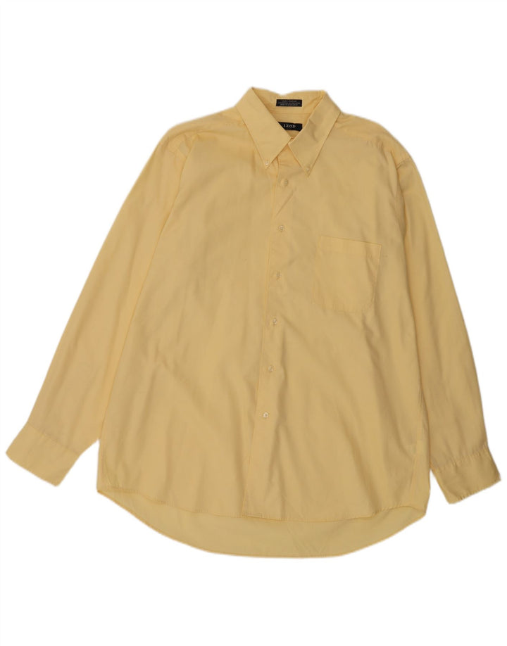 IZOD Mens Shirt Size 17 XL Yellow Cotton