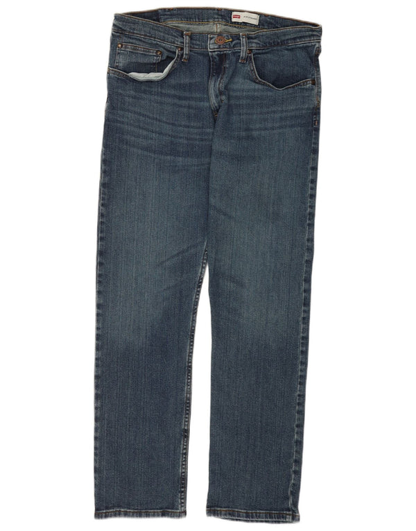 Wrangler Mens Slim Straight Jeans W34 L30 Azul Algodão