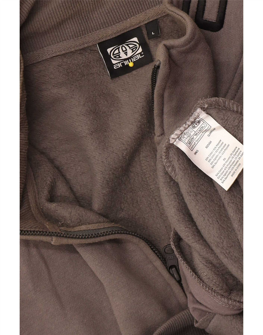 Animal Mens Graphic Survêtement Top Veste Grand Gris Coton
