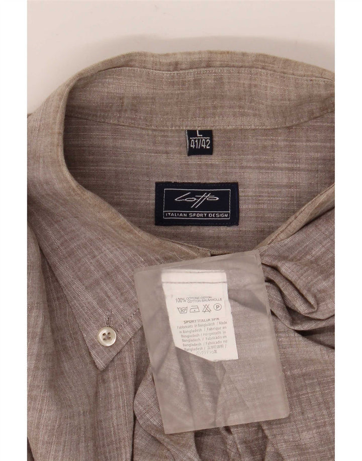 Lotto Mens Shirt Size 41/42 Large Grey Flecked Cotton