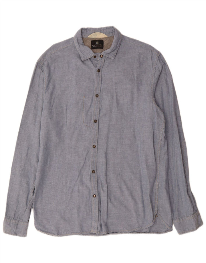 SCOTCH & SODA Mens Shirt Medium Blue Cotton