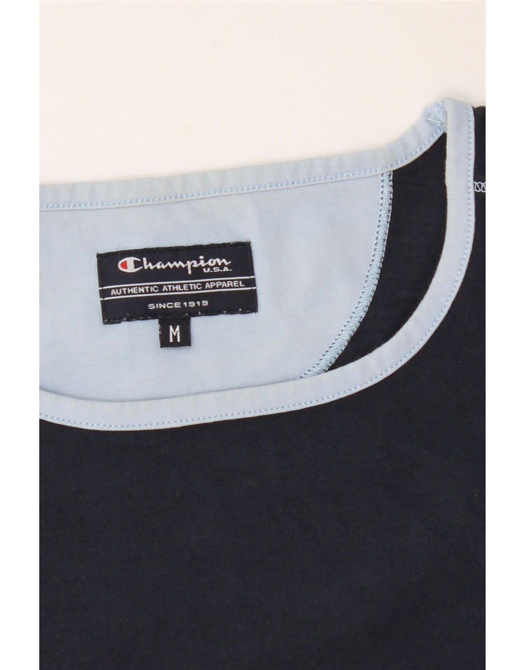 CHAMPION Womens T-Shirt Top UK 14 Medium Navy Blue Cotton Vintage Champion and Second-Hand Champion from Messina Hembry 