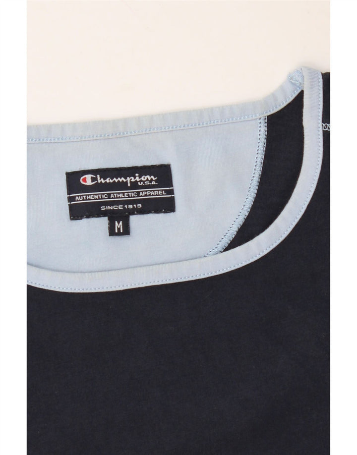 CHAMPION Womens T-Shirt Top UK 14 Medium Navy Blue Cotton Vintage Champion and Second-Hand Champion from Messina Hembry 