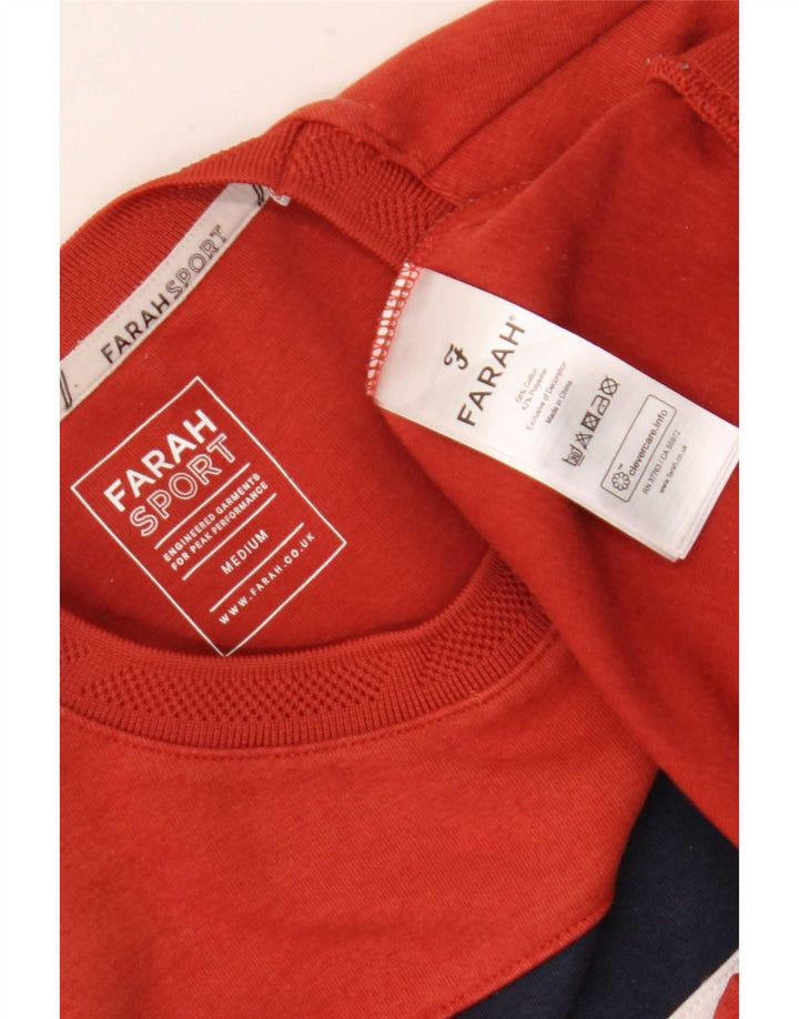 Farah Mens Sweatshirt Jumper Medium Orange Colourblock Cotton