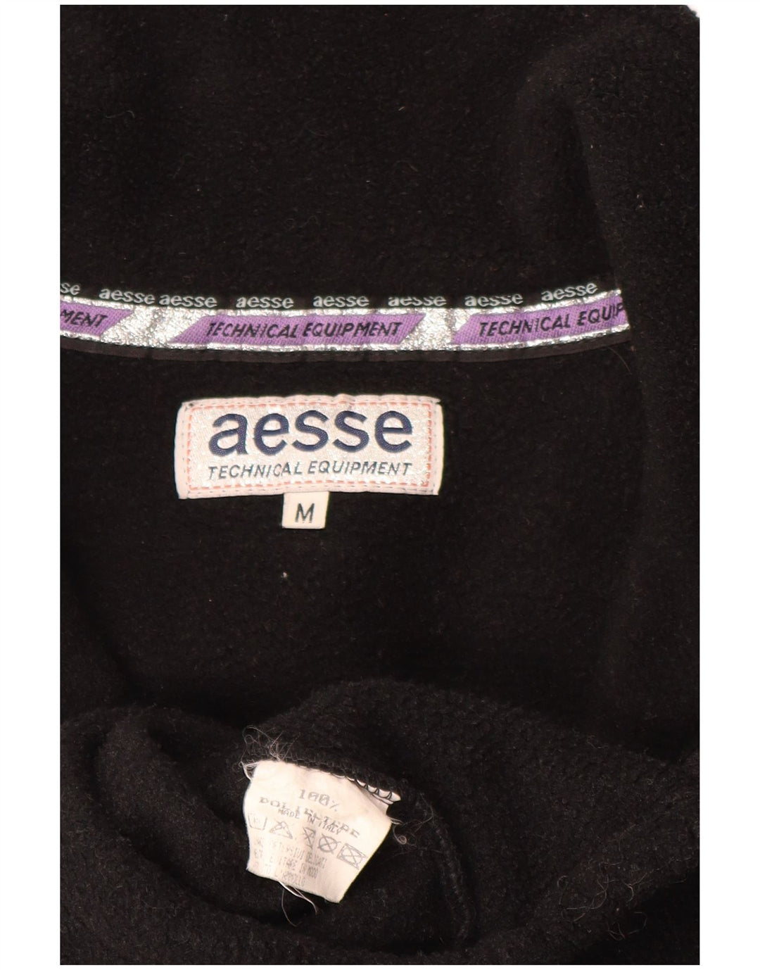 Maglione in pile da uomo con zip e collo Aesse, poliestere nero medio
