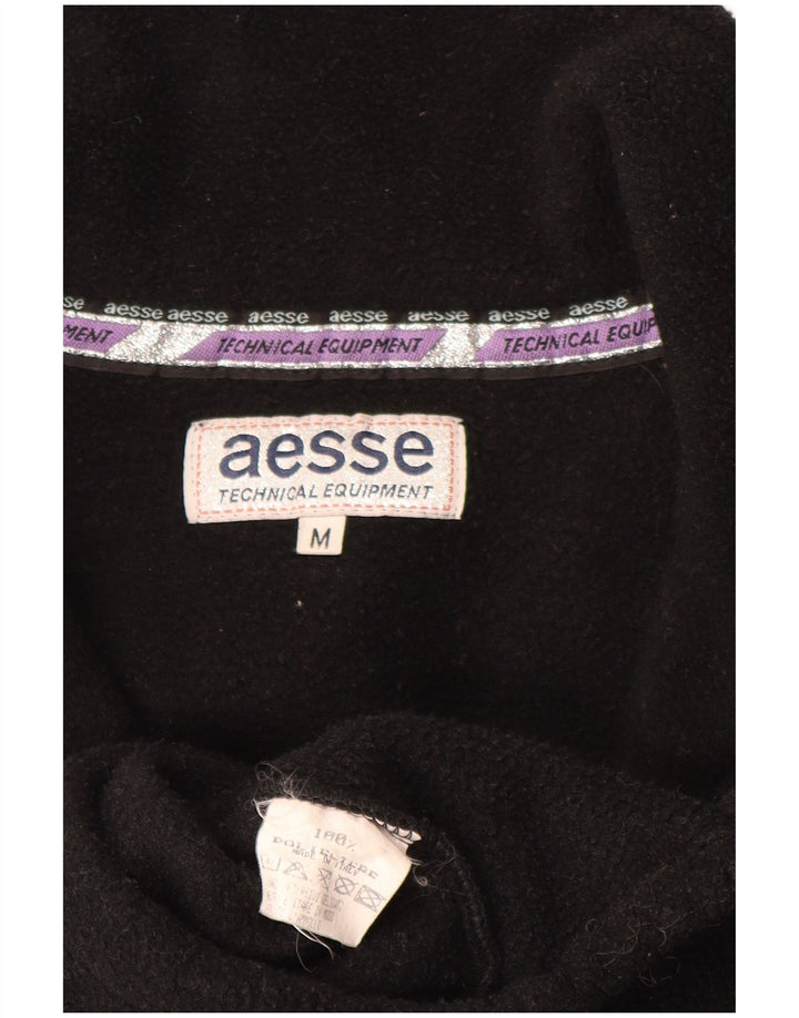 Maglione in pile da uomo con zip e collo Aesse, poliestere nero medio