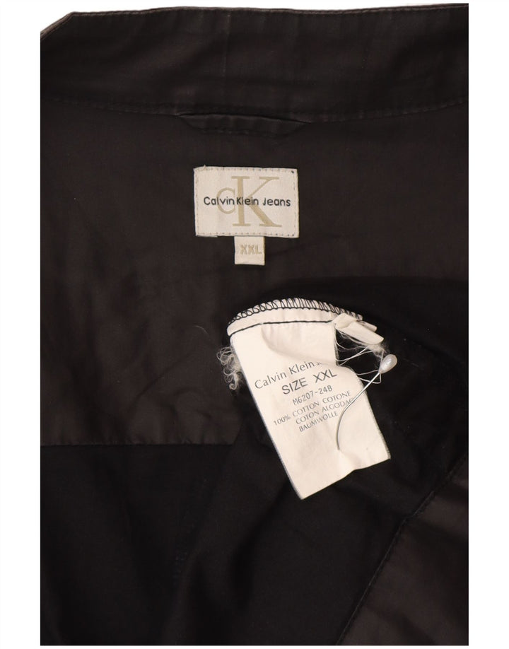 Calvin Klein Jeans Mens Bomber Jacket UK 44 2XL Grey Cotton