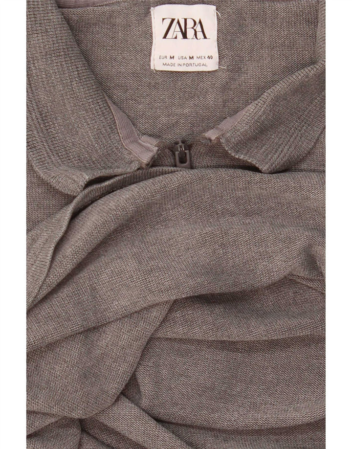 Zara Womens Polo Shirt UK 14 Medium Grey Flecked