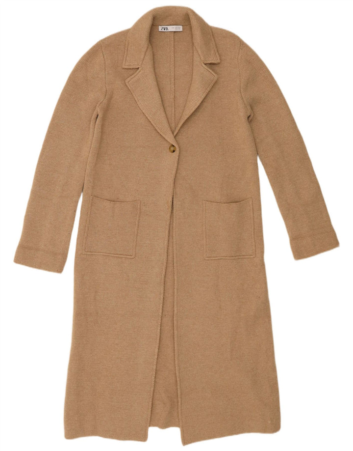 Zara Mujer Abrigo UK 44 Medio Beige