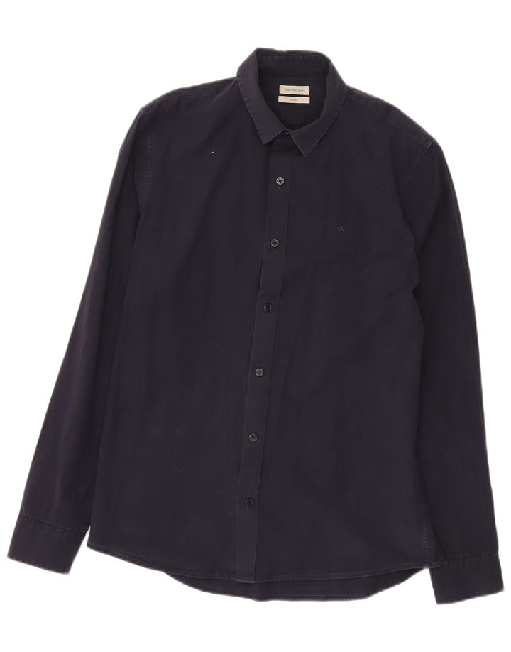 CALVIN KLEIN JEANS Mens Shirt Medium Navy Blue Cotton