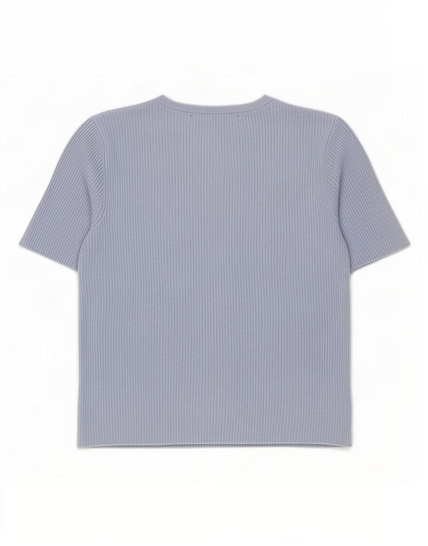 Marks & Spencer Damen Crop T-Shirt Top UK 14 Mittelblaue Viskose
