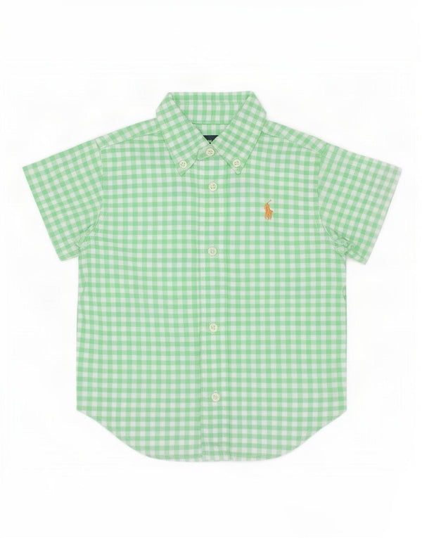Ralph Lauren Camisa polo de manga curta para bebês meninos 9-12 meses verde guingão