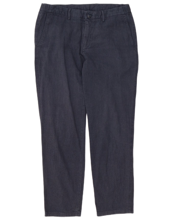 Pantaloni chino slim da uomo Massimo Dutti EU 42 Large W32 L28 Blu navy a quadri