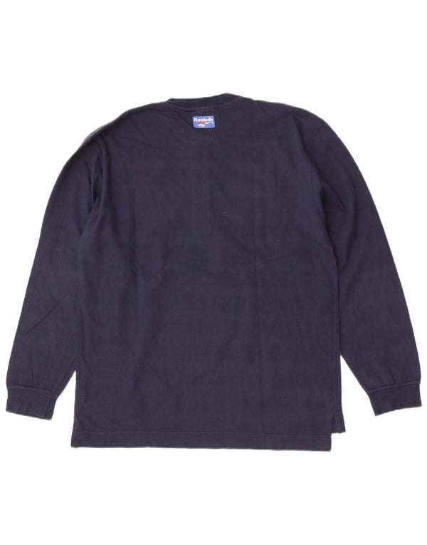 Reebok Mens Top Long Sleeve Small Navy Blue Cotton